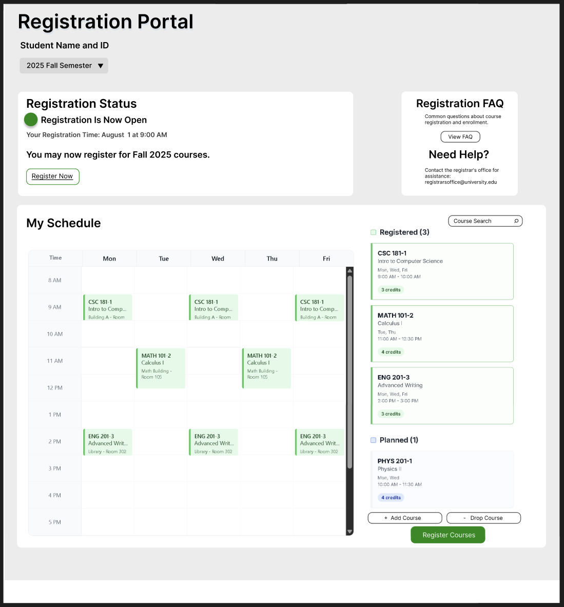 Figma design - registration open