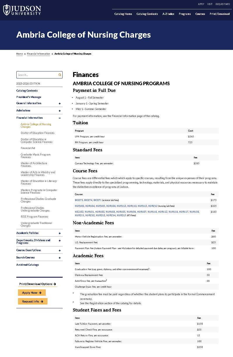 Original catalog page with dense tables and navigation sidebar